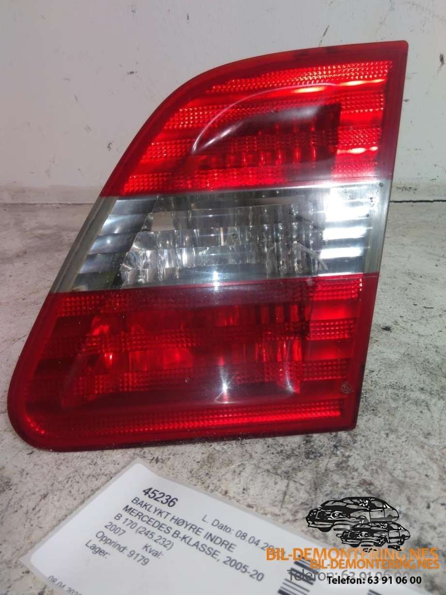 Baklykt høyre indre til Mercedes B-Klasse 2005-2008 (Fase 1) (W245) (W245)