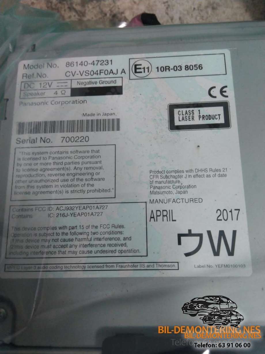 Bilstereo navigasjon til Toyota Prius +7 2012-2020 (Type III) (stasjonsvogn) (stasjonsvogn) 
