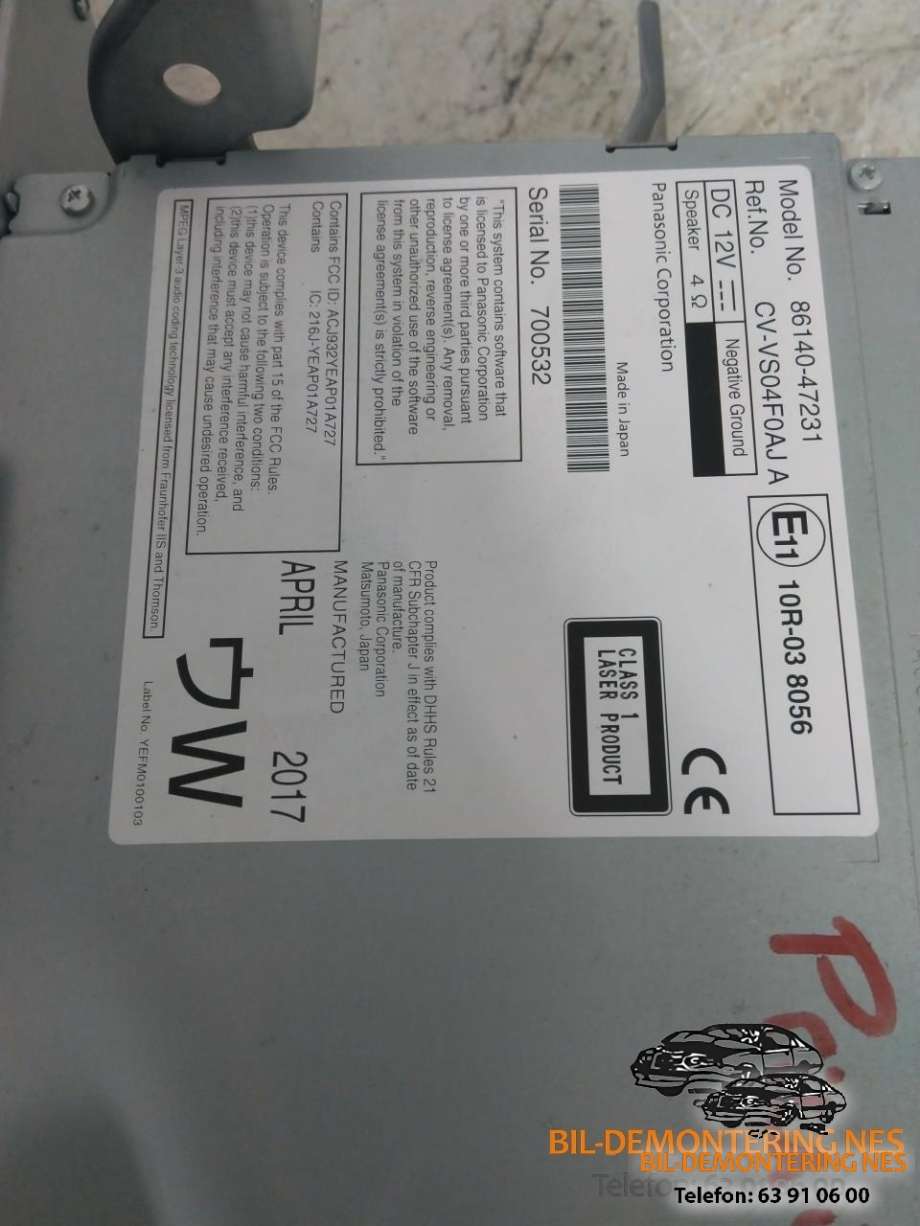 Bilstereo navigasjon til Toyota Prius +7 2012-2020 (Type III) (stasjonsvogn) (stasjonsvogn) 