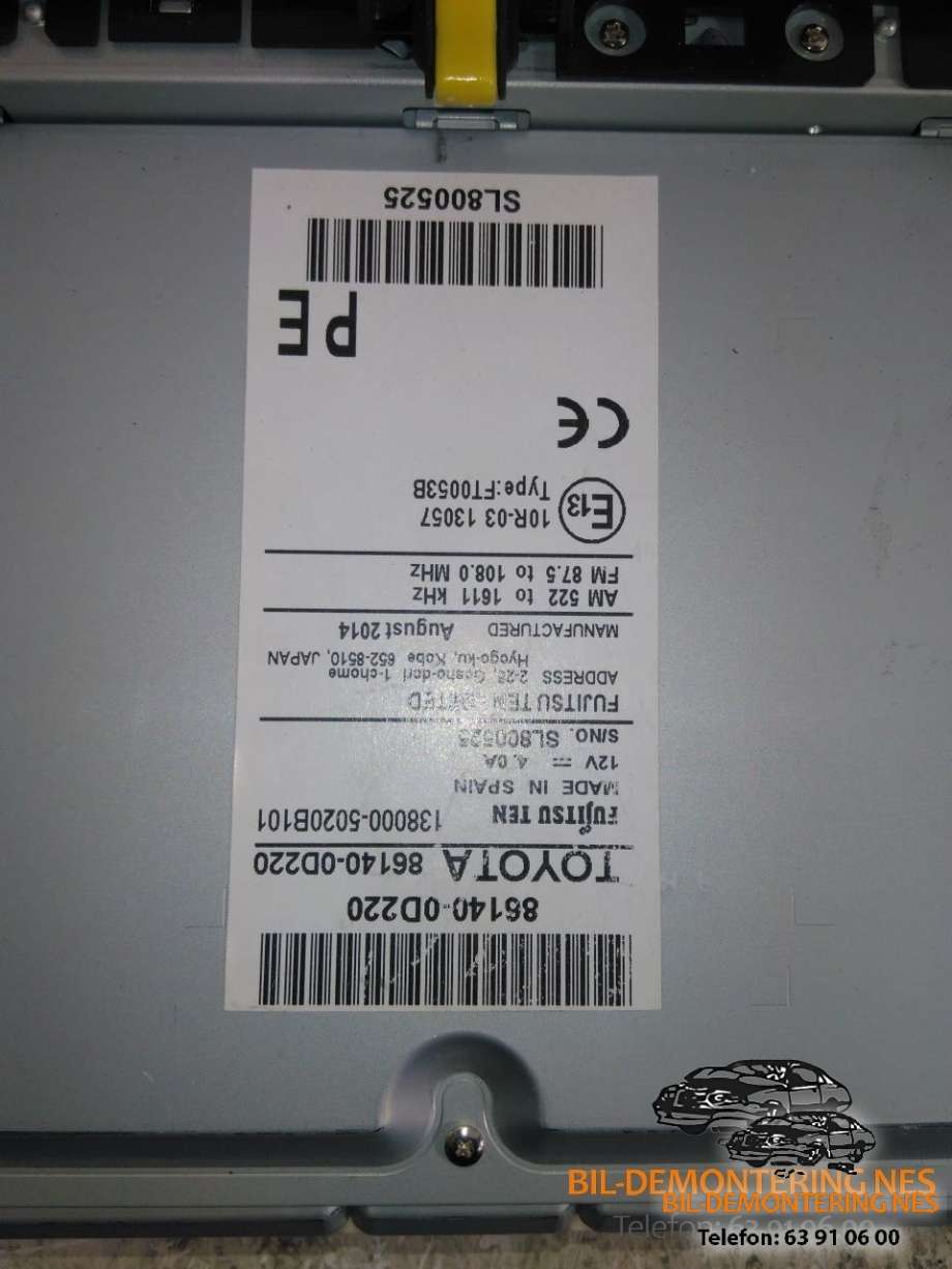 Bilstereo navigasjon til Toyota Yaris 2014-2020 (Type III, Fase 2)  