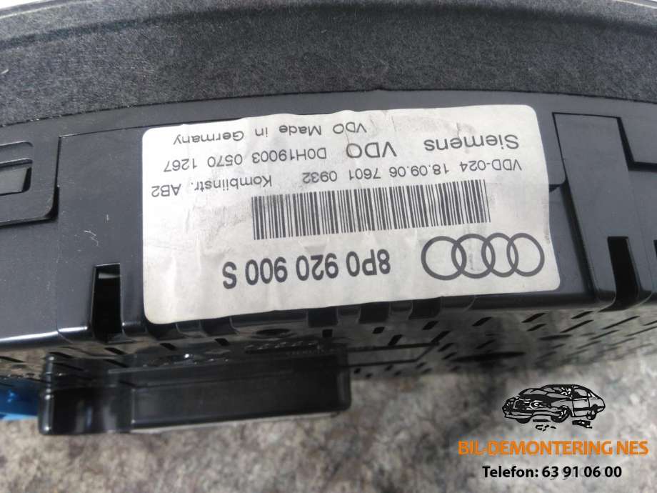 Speedometer til Audi A3 2003-2008 (Type II, Fase 1)  (8P0920900S|110080296|006314)
