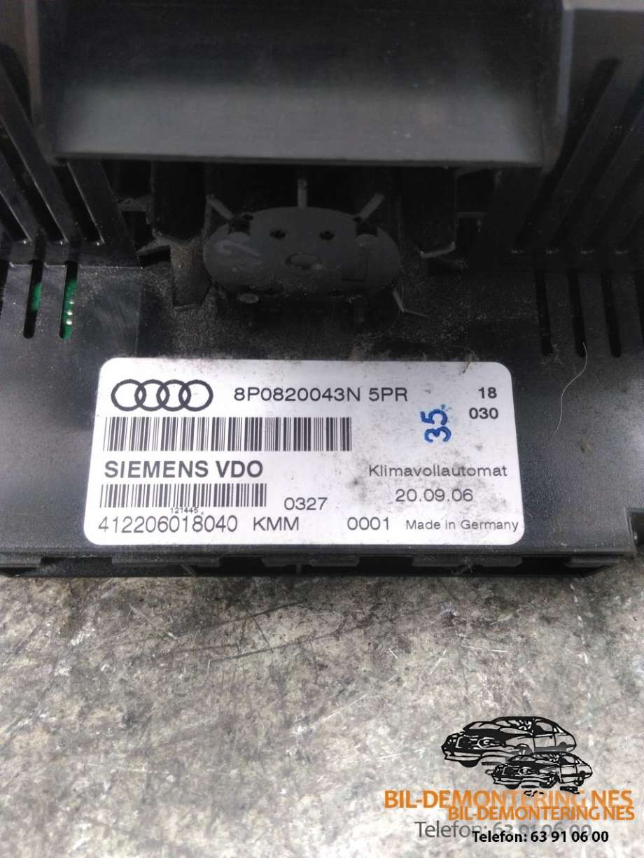 Varmeapparat betjening til Audi A3 2003-2008 (Type II, Fase 1)  (8P08200043N|412206018040|)