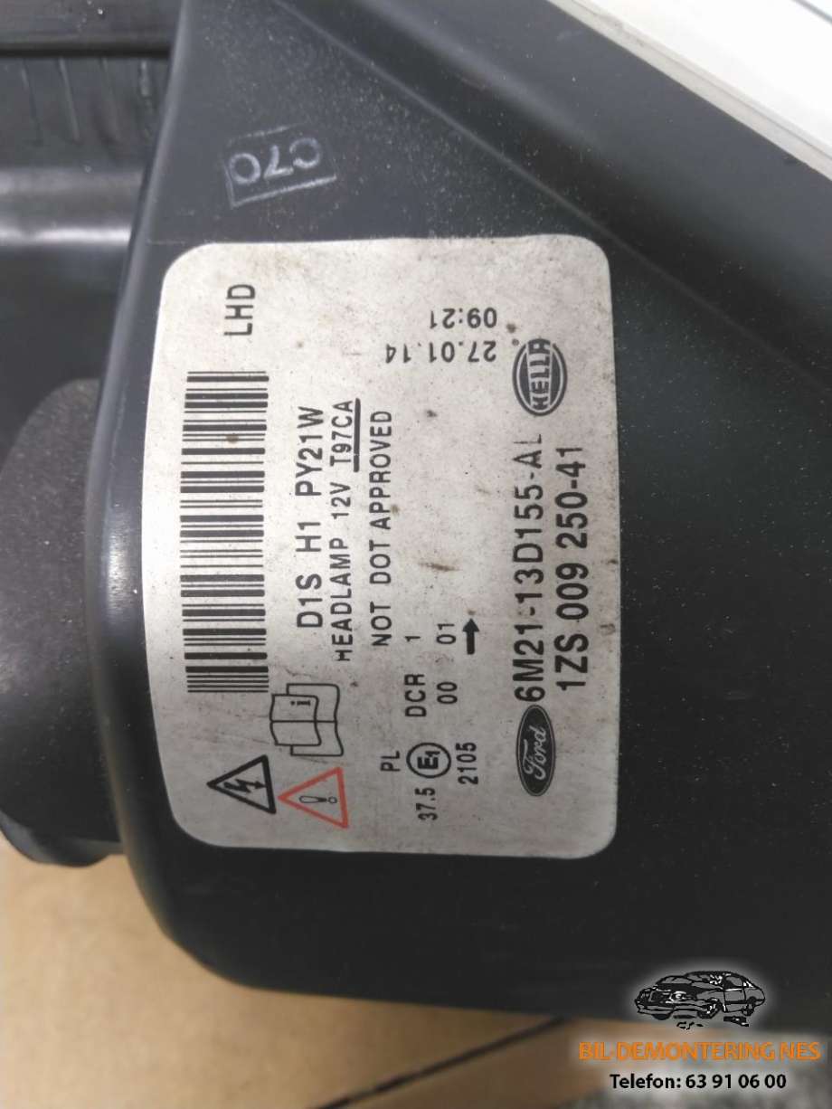 Frontlykt venstre xenon til Ford S-Max 2010-2015 (Type I, Fase 2)  (6M2113D155AL|1ZS00925041|)