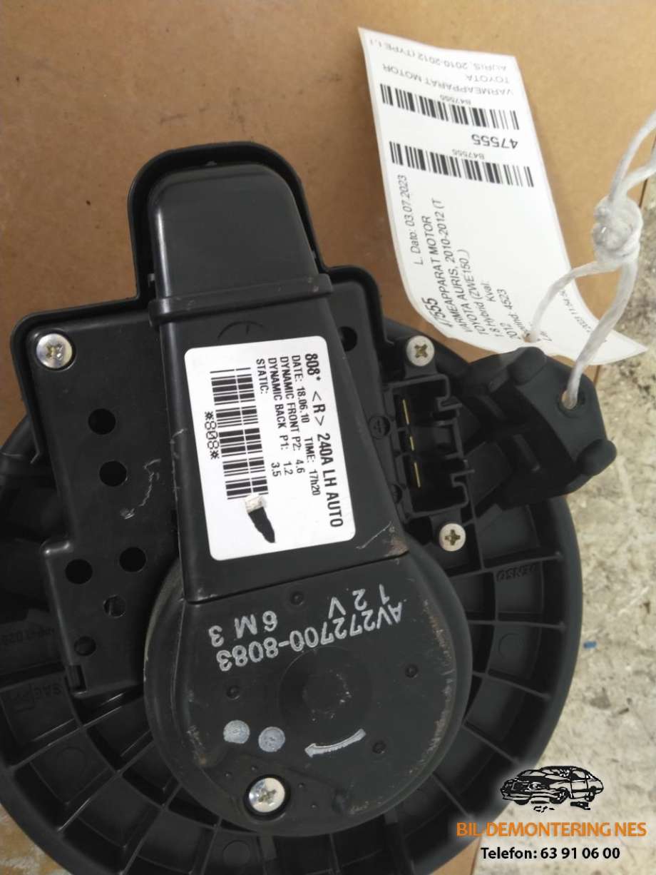 Varmeapparat motor til Toyota Auris 2010-2012 (Type I, Fase 2)  