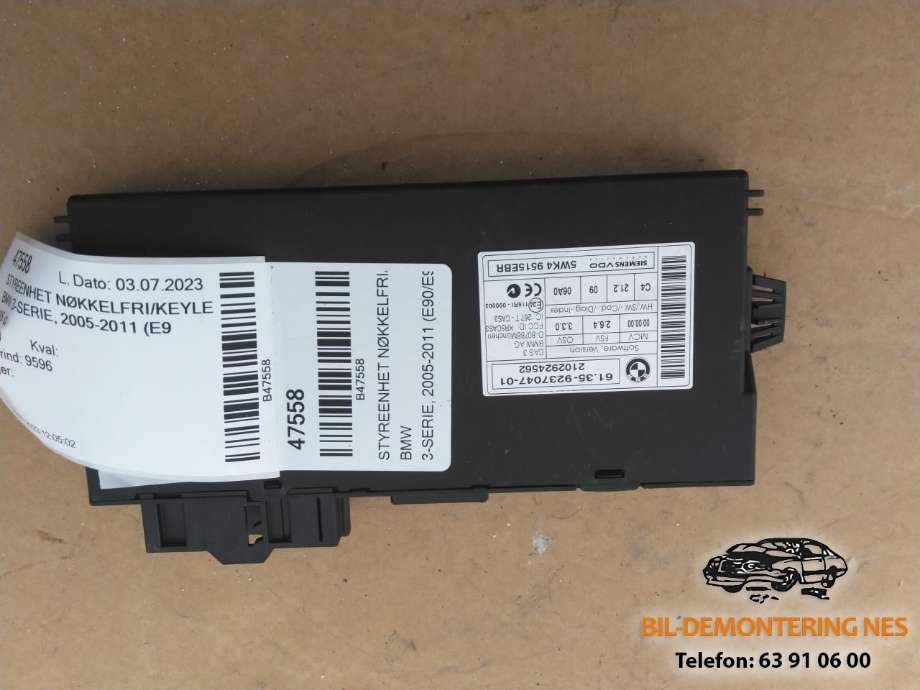 Styreenhet nøkkelfri/keyless til BMW 3-Serie, 2005-2011 (E90/E91/E92/E93) (E90/E91/E92/E93) (61.35-9237047-01)