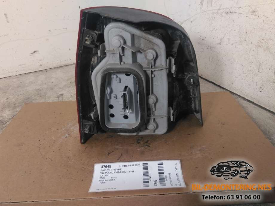 Baklykt høyre til VW Polo 2002-2005 (Type IV, Fase 1)  