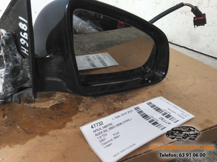 Speil høyre til Audi A3, 2003-2008 (Type II, Fase 1)  