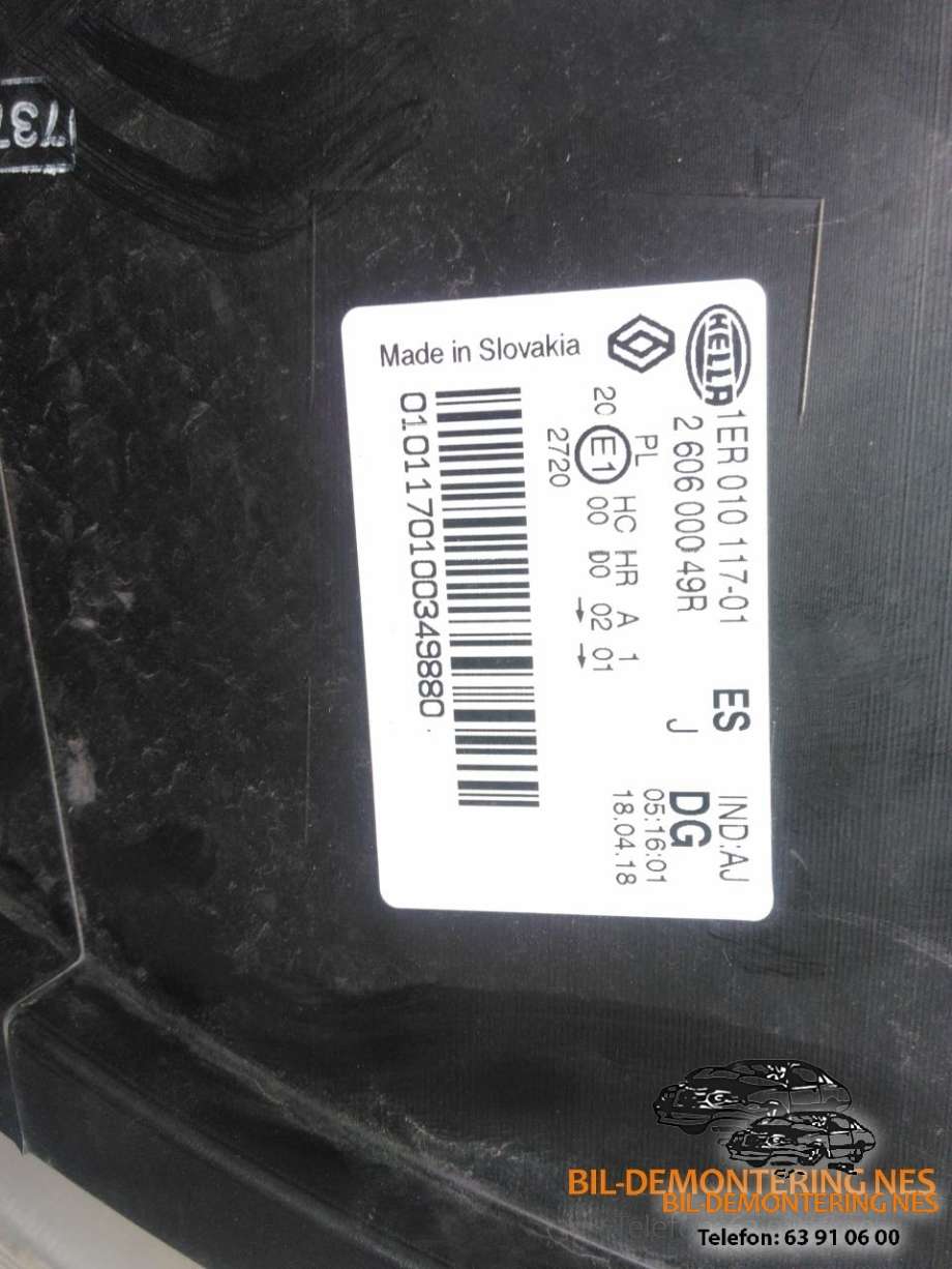 Frontlykt venstre halogen til Renault Master 2014-->> (Type III, Fase 2)  