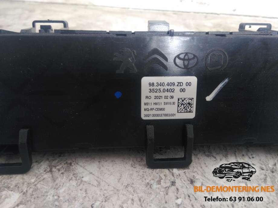 Varmeapparat betjening til Peugeot Expert 2016-->> (Type III)  (3525040200|98340409ZD|)