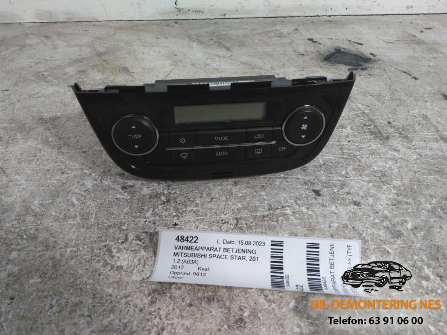 Varmeapparat betjening til Mitsubishi Space Star, 2013-->> (Type II)  
