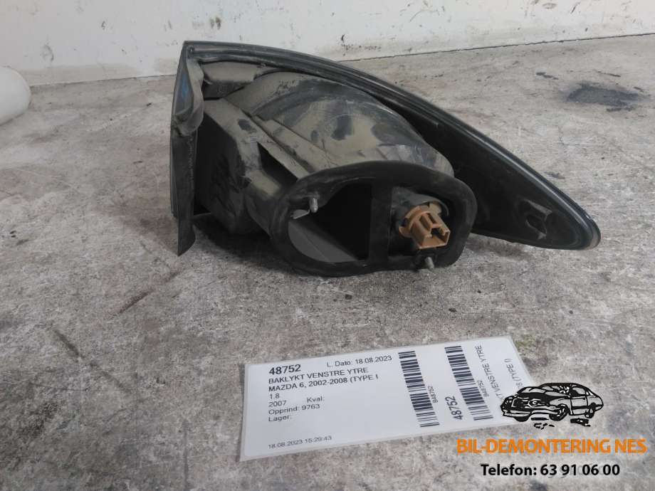 Baklykt venstre ytre til Mazda 6 2002-2008 (Type I)  