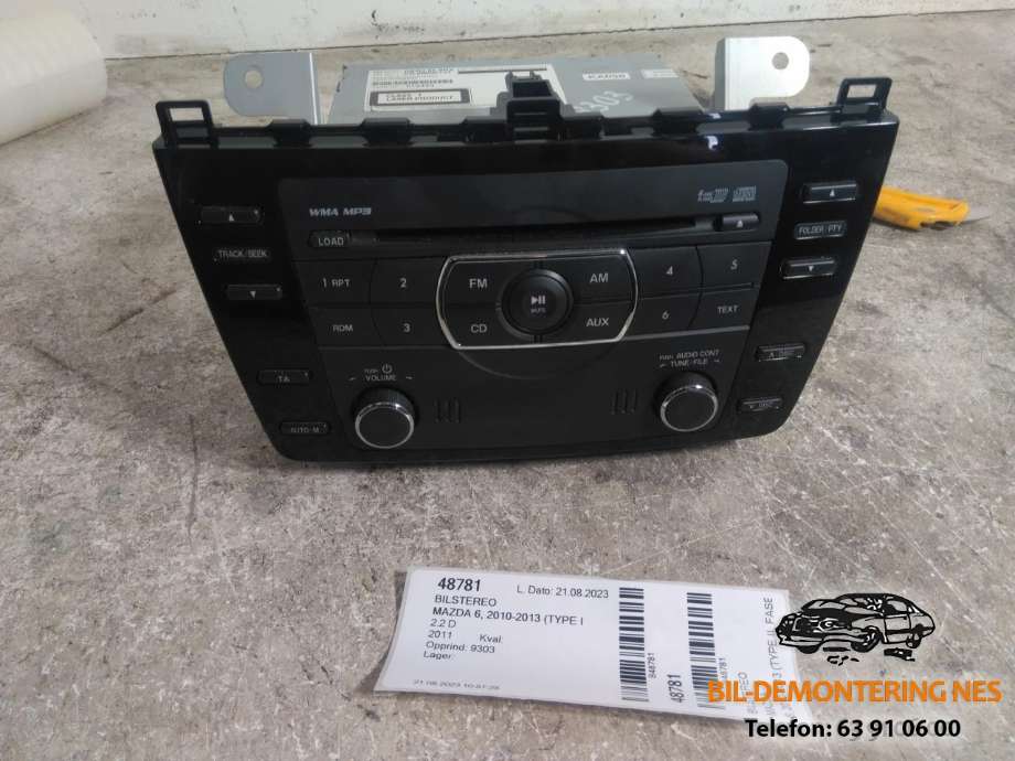 Bilstereo til Mazda 6, 2010-2013 (Type II, Fase 2)  (CQ-EM4971VT)