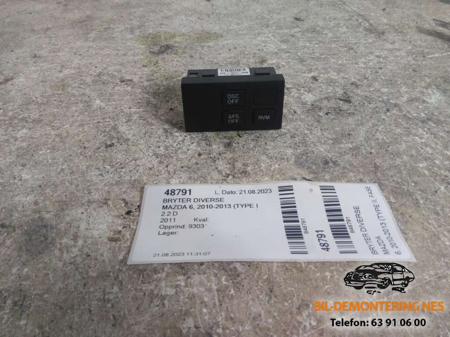 Bryter diverse til Mazda 6, 2010-2013 (Type II, Fase 2)  (GDB366170)