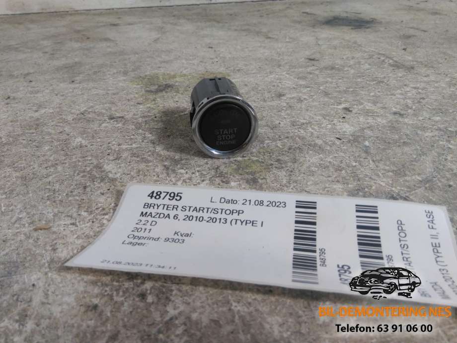 Bryter start/stopp til Mazda 6, 2010-2013 (Type II, Fase 2)  