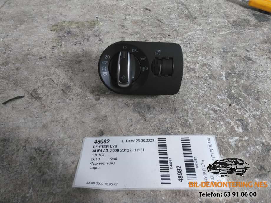 Bryter lys til Audi A3, 2009-2012 (Type II, Fase 2)  (8P1941531BQ)