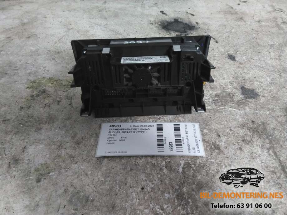 Varmeapparat betjening til Audi A3 2009-2012 (Type II, Fase 2)  (8P0820043BN|)
