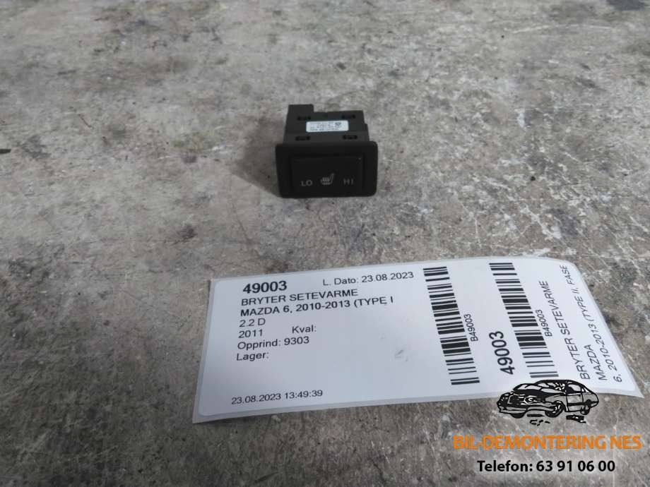 Bryter setevarme til Mazda 6, 2010-2013 (Type II, Fase 2)  (03101410)