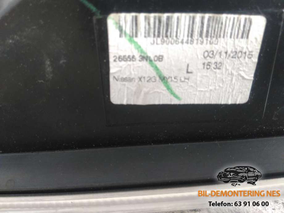 Baklykt venstre til Nissan Leaf 2011-2017 (Type I)  (26555-3NL0B|)