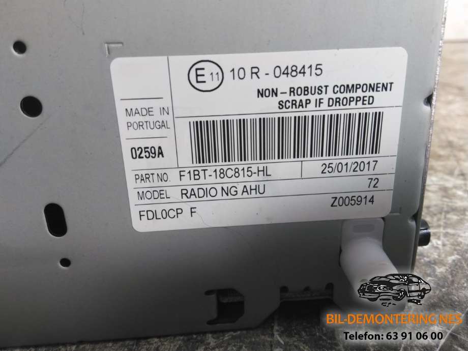Bilstereo CD-veksler til Ford Transit Courier 2014-2018 (Type I, Fase 1) (F1BT-18C815-HL|)