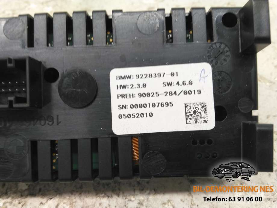 Varmeapparat betjening bak til BMW 7-Serie 2009-2015 (F01/F02/F03/F04) (F01/F02/F03/F04) (9228397-01|)