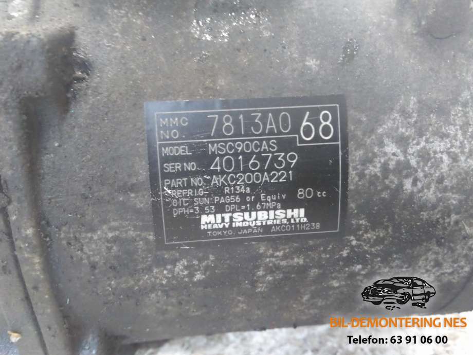 Aircondition kompressor til Mitsubishi Outlander 2007-2010 (Type II, Fase 1)  (7813A0|4016739|)