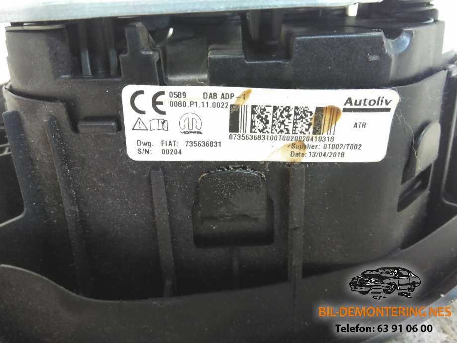 Airbag rattpute til Fiat Doblo 2010-->> (Type II) (735636831|)