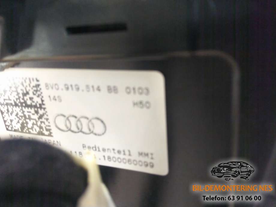 Bilstereo betjeningspanel til Audi A3 2016-2020 (Type III, Fase 2)  (8V0 919 814 BB|)