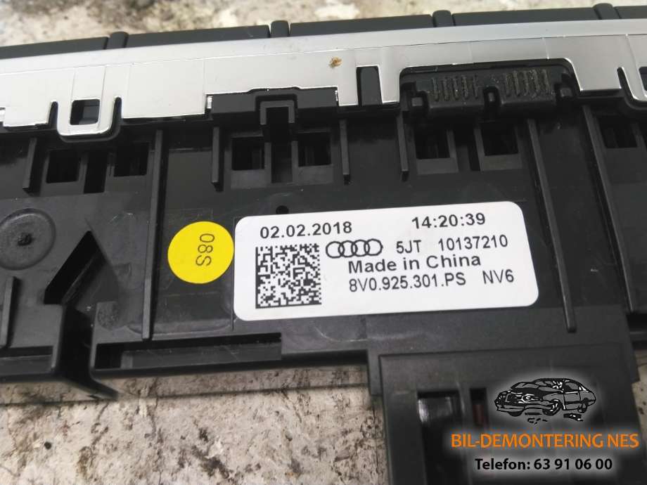 Bryter nødblink til Audi A3 2016-2020 (Type III, Fase 2) (8V0 925 301 PS|)