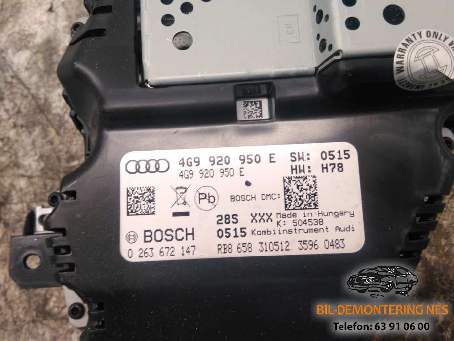 Instrumentpanel til Audi A6, Allroad 2012-2014 (Type III, Fase 1) (C7) (C7) (4G9920950E|)