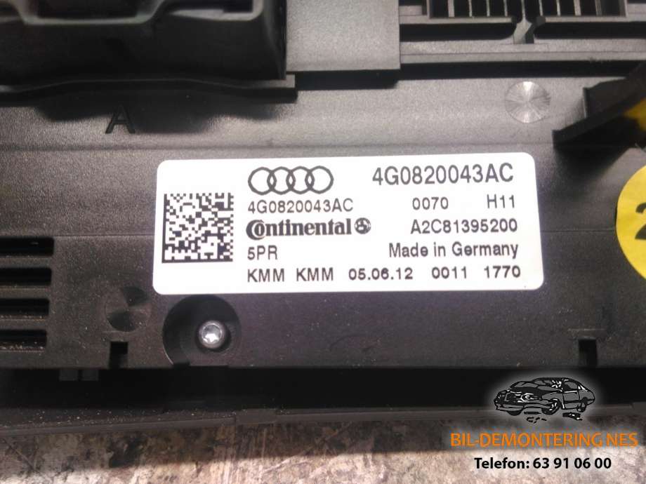 Varmeapparat betjening til Audi A6, Allroad 2012-2014 (Type III, Fase 1) (C7) (C7) (4G0820043AC|)