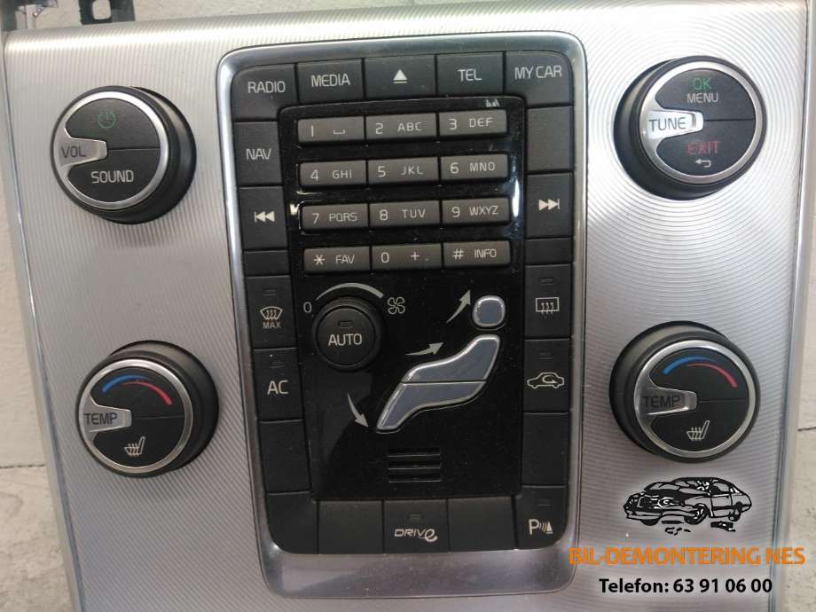 Bilstereo betjeningspanel til Volvo V60 2010-2013 (Type I, Fase 1)  