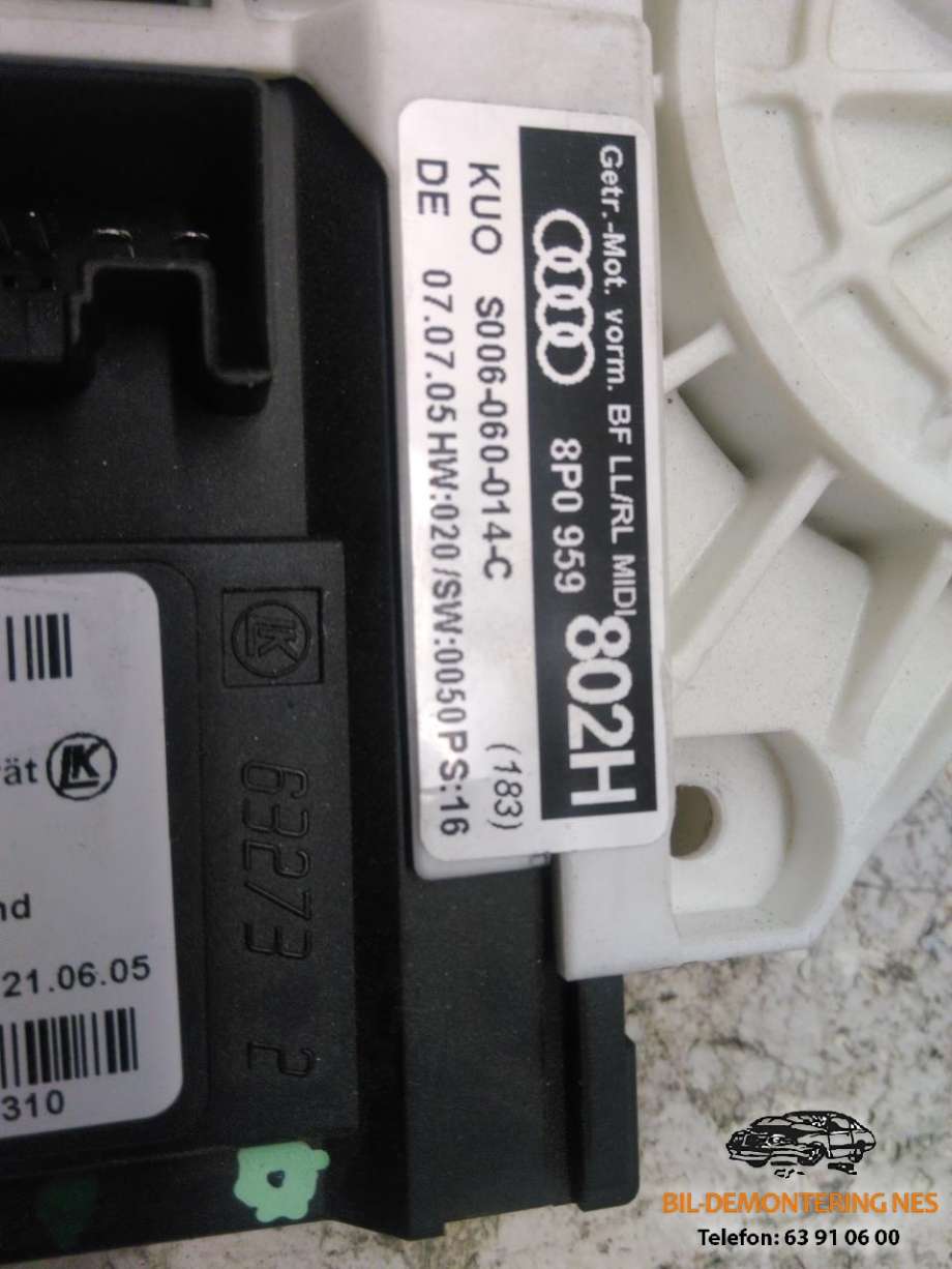 Ruteheis, kun motor, høyre foran til Audi A3 2003-2008 (Type II, Fase 1)  (E 840 311 202|)