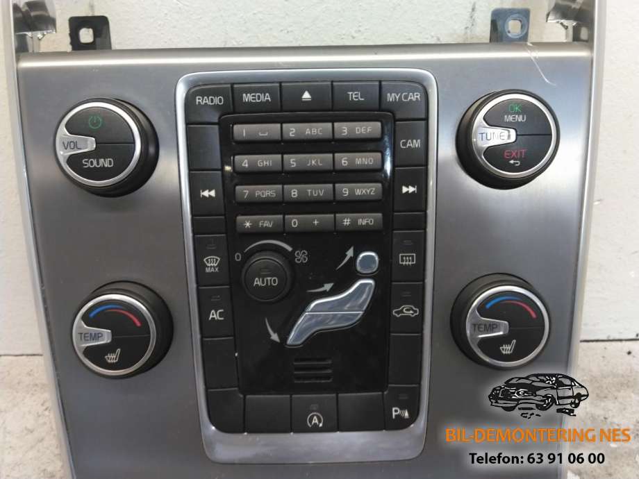 Bilstereo betjeningspanel til Volvo V60 2010-2013 (Type I, Fase 1)  