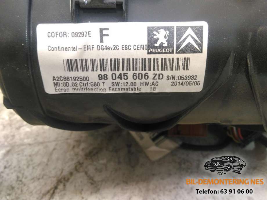Bilstereo navigasjon skjerm til Peugeot 3008 2009-2016 (Type I)  (98045606|)