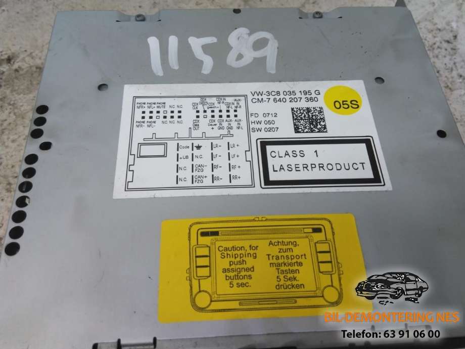 Bilstereo til VW Passat 2011-2015 (B7) (B7) (3C8 035 195 G|)