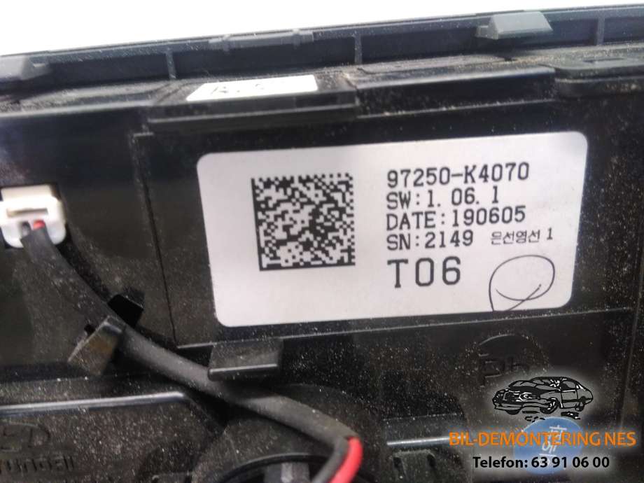 Varmeapparat betjening til Hyundai Kona 2017-2021 (Type I, Fase 1)  (97250-K4070|)