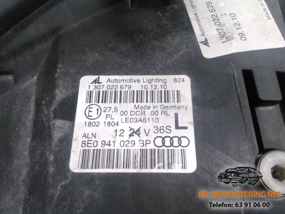 Frontlykt venstre xenon til Audi A4 2004-2008 (Type III) (B7) (B7)