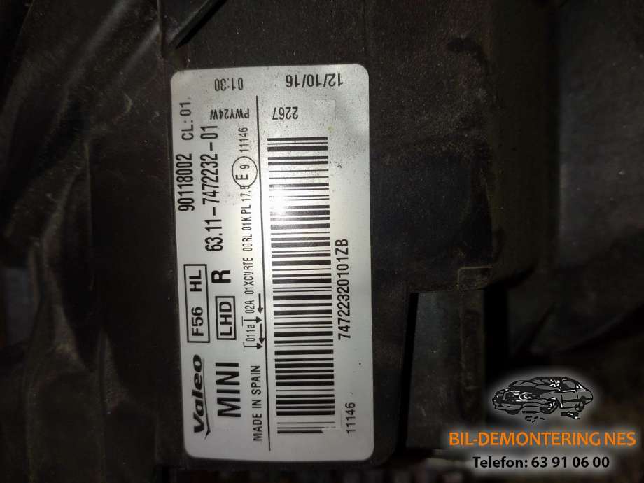 Frontlykt høyre full-LED til Mini One/Cooper 2014-->> (F54-57) (F54-57) (63 11 7 448 382|)