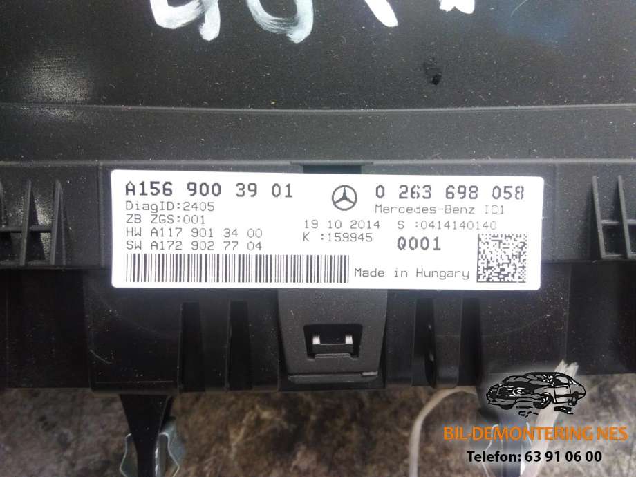 Speedometer til Mercedes GLA 2014-2020 (X156) (X156) (A1569003901|)