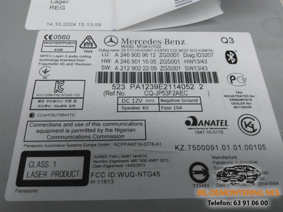 Bilstereo til Mercedes GLA 2014-2020 (X156) (X156) (A2469009612|)