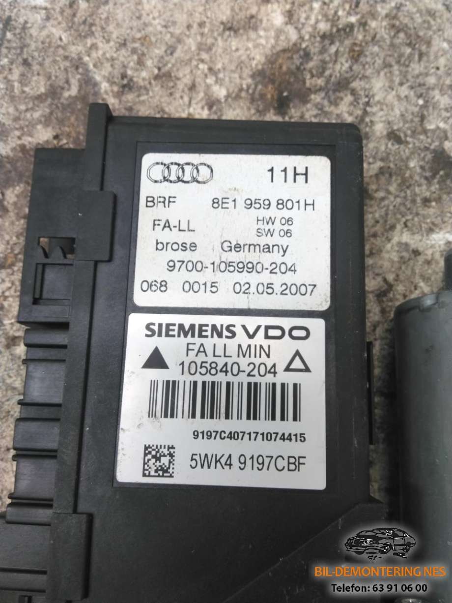 Ruteheis, kun motor, venstre foran til Audi A4 2004-2008 (Type III) (B7) (B7) (8E1959801H|)