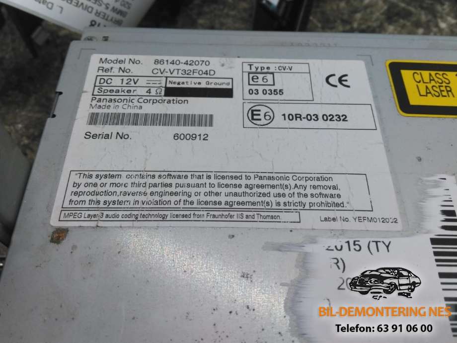 Bilstereo navigasjon til Toyota RAV4 2013-2015 (Type IV, Fase 1) (HARMAN|86140-42070|)
