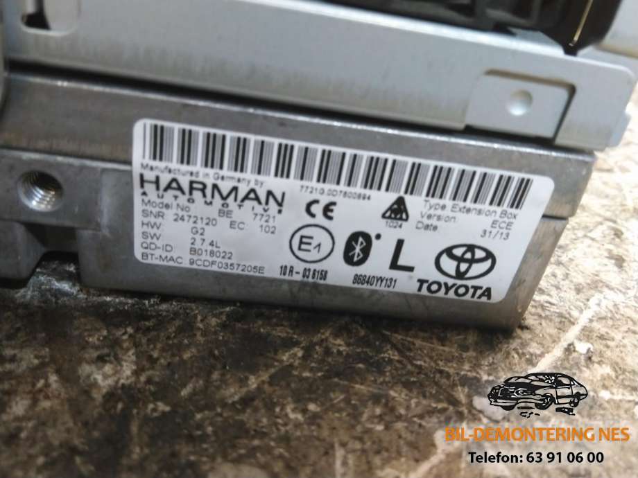Bilstereo navigasjon til Toyota RAV4 2013-2015 (Type IV, Fase 1) (HARMAN|86140-42070|)