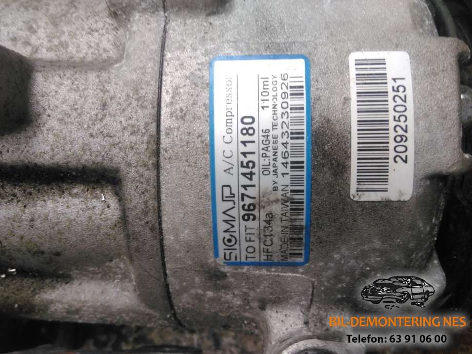 Aircondition kompressor til Peugeot 508 2011-2014 (Type I, Fase 1)  (96711451180|)