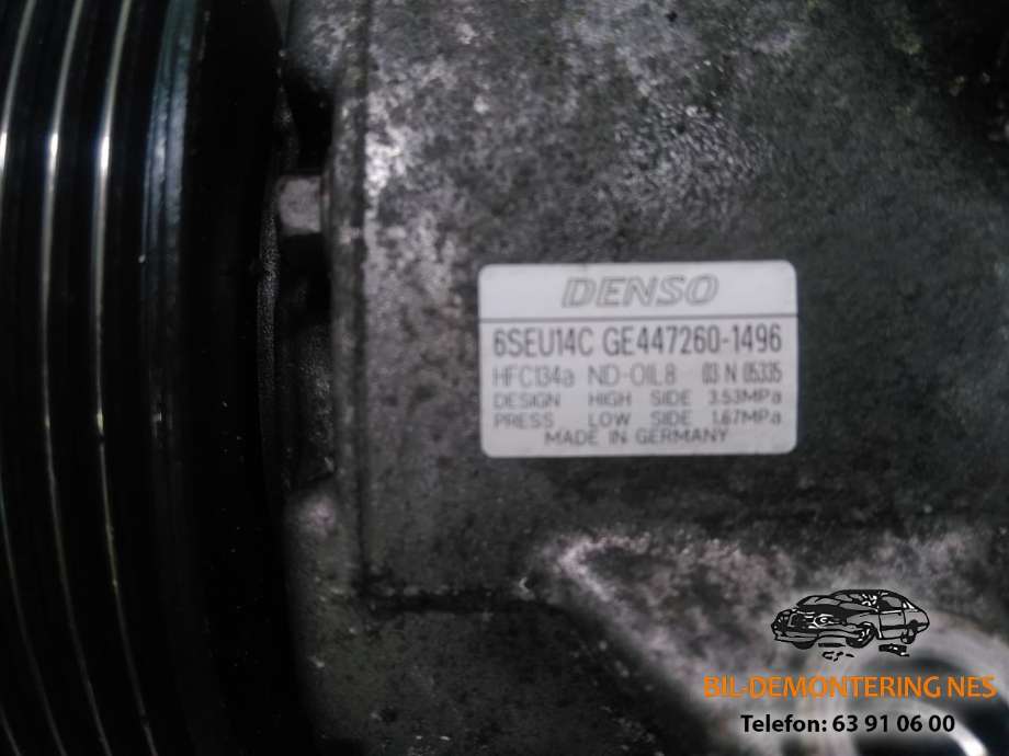 Aircondition kompressor til Toyota Avensis 2009-2015 (Type III, Fase 1)  (DENSO|GE447260-1496|6SEU14C|)