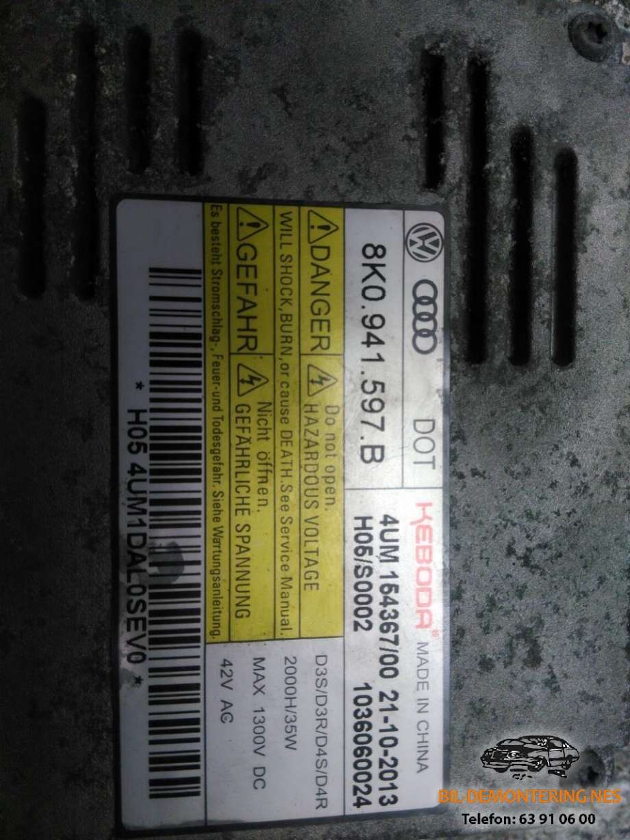 Styreenhet xenon/ballast til Audi A3 2012-2016 (Type III, Fase 1)  (8K0941597B|)
