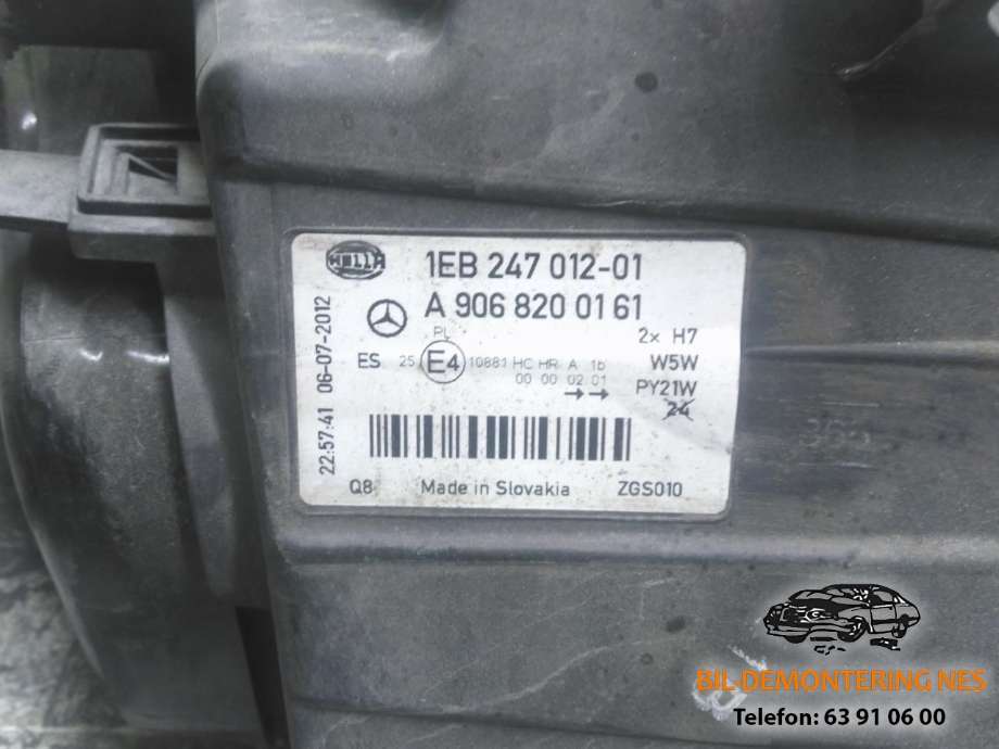 Frontlykt venstre halogen til Mercedes Sprinter 2006-2013 (Fase 1) (906) (906) 