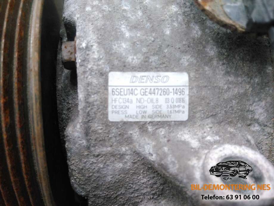 Aircondition kompressor til Toyota Avensis 2009-2015 (Type III, Fase 1)  (DENSO|GE447260-1496|)