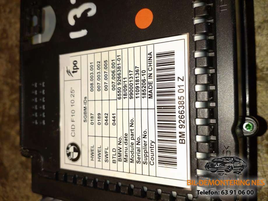 Instrument kjørecomputer til BMW 5-Serie 2010-2017 (F10/F11) (F10/F11) (926638501Z|)
