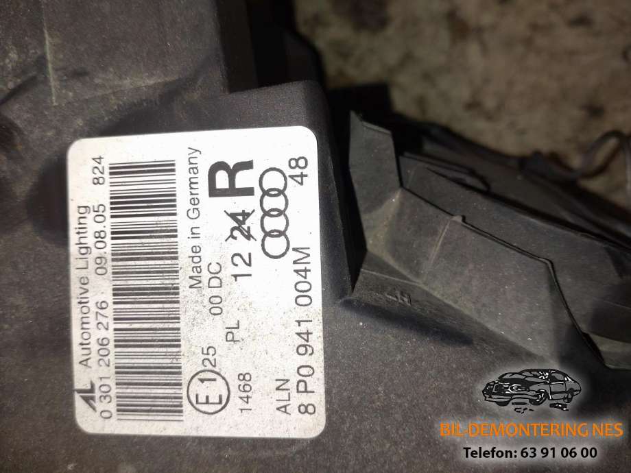 Frontlykt høyre xenon til Audi A3 2003-2008 (Type II, Fase 1)  (8P0941004M|)